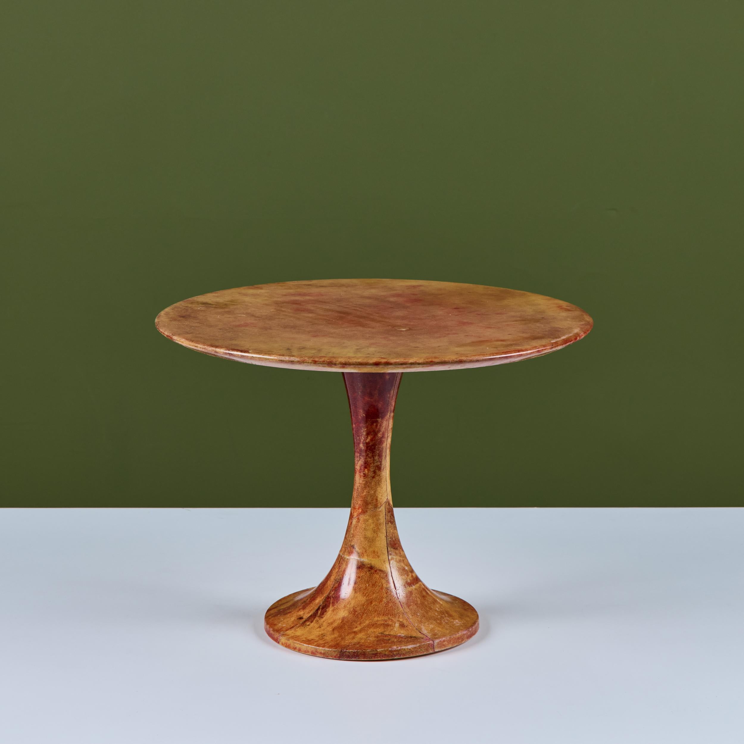 Aldo Tura Goatskin Tulip Side Table In Good Condition For Sale In Los Angeles, CA