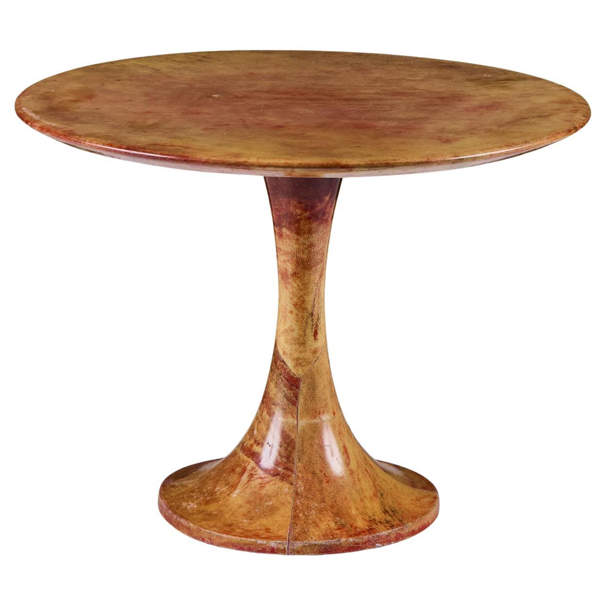 Aldo Tura Goatskin Tulip Side Table For Sale