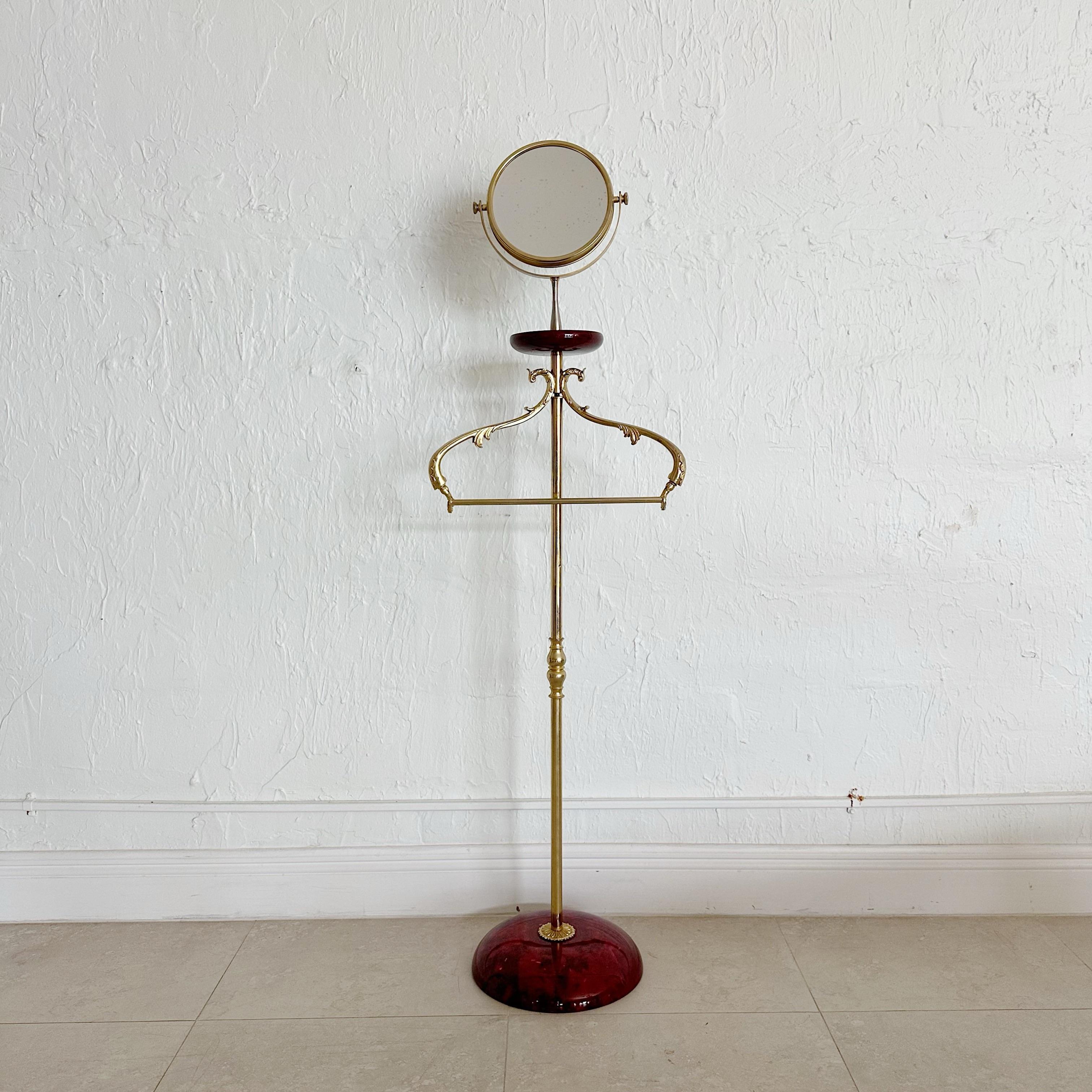 Mid-Century Modern Aldo Tura Goatskin Valet With Reversible Magnified Mirror, 1960s, Italy