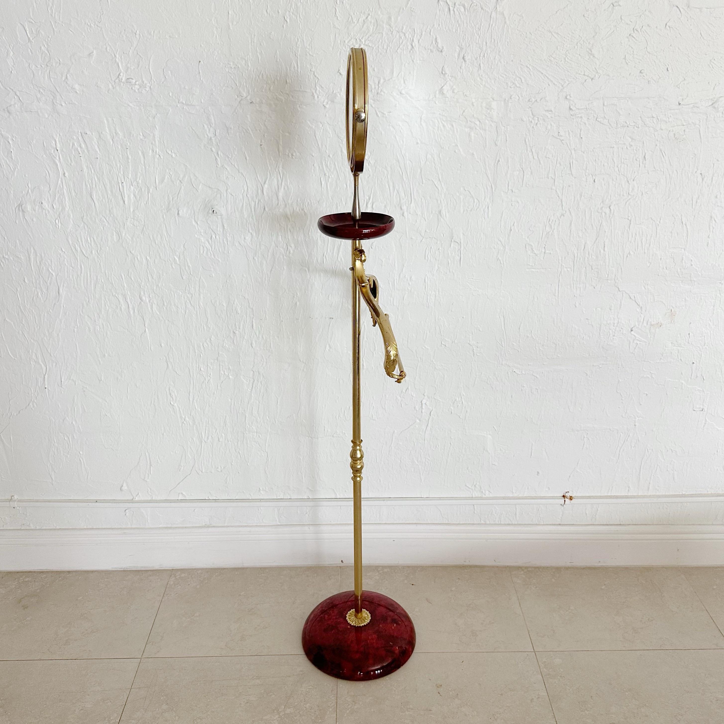 Italian Aldo Tura Goatskin Valet With Reversible Magnified Mirror, 1960s, Italy