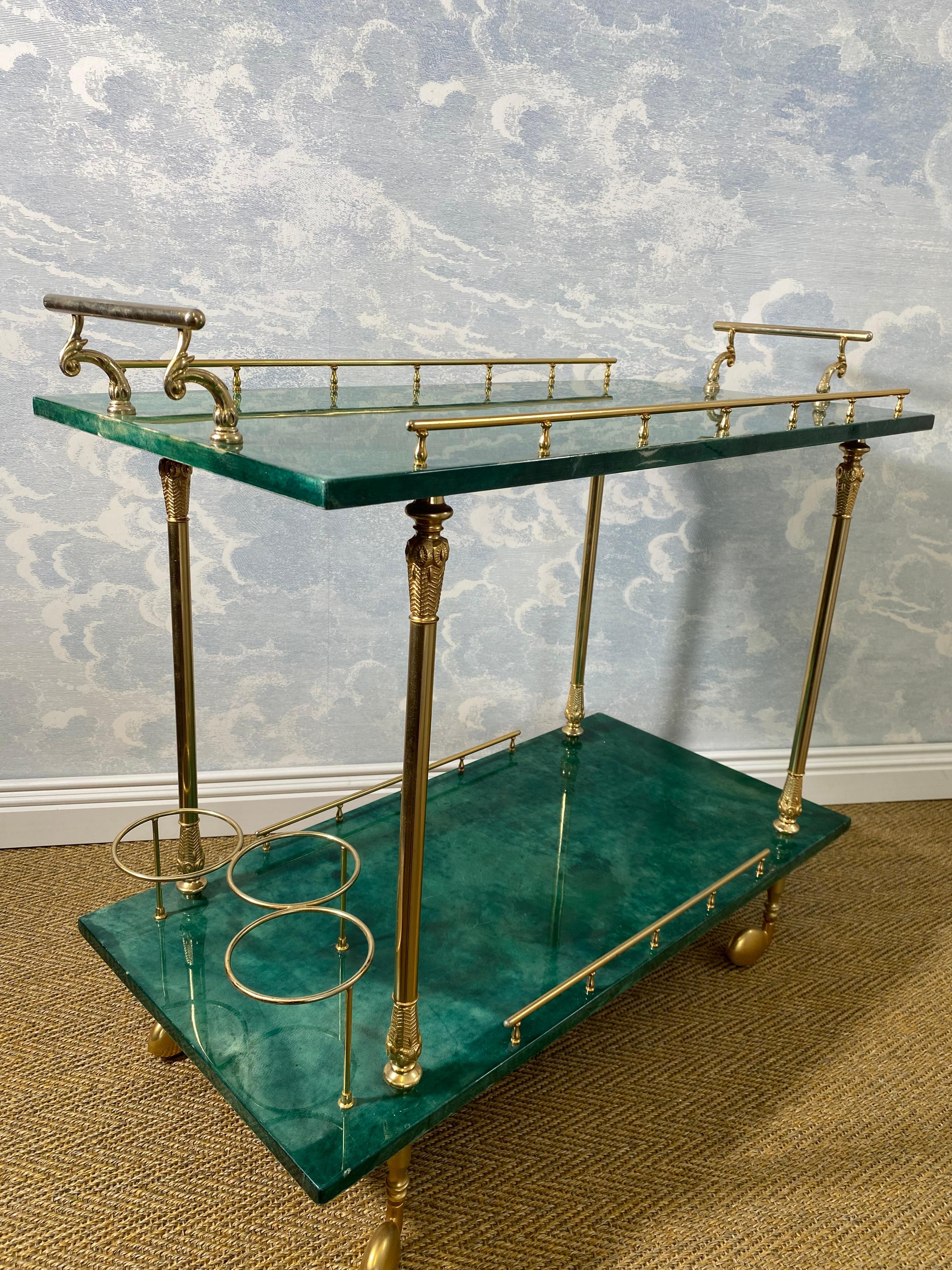 ALDO TURA Green Bar Cart / Trolley, Italy 1960s 3