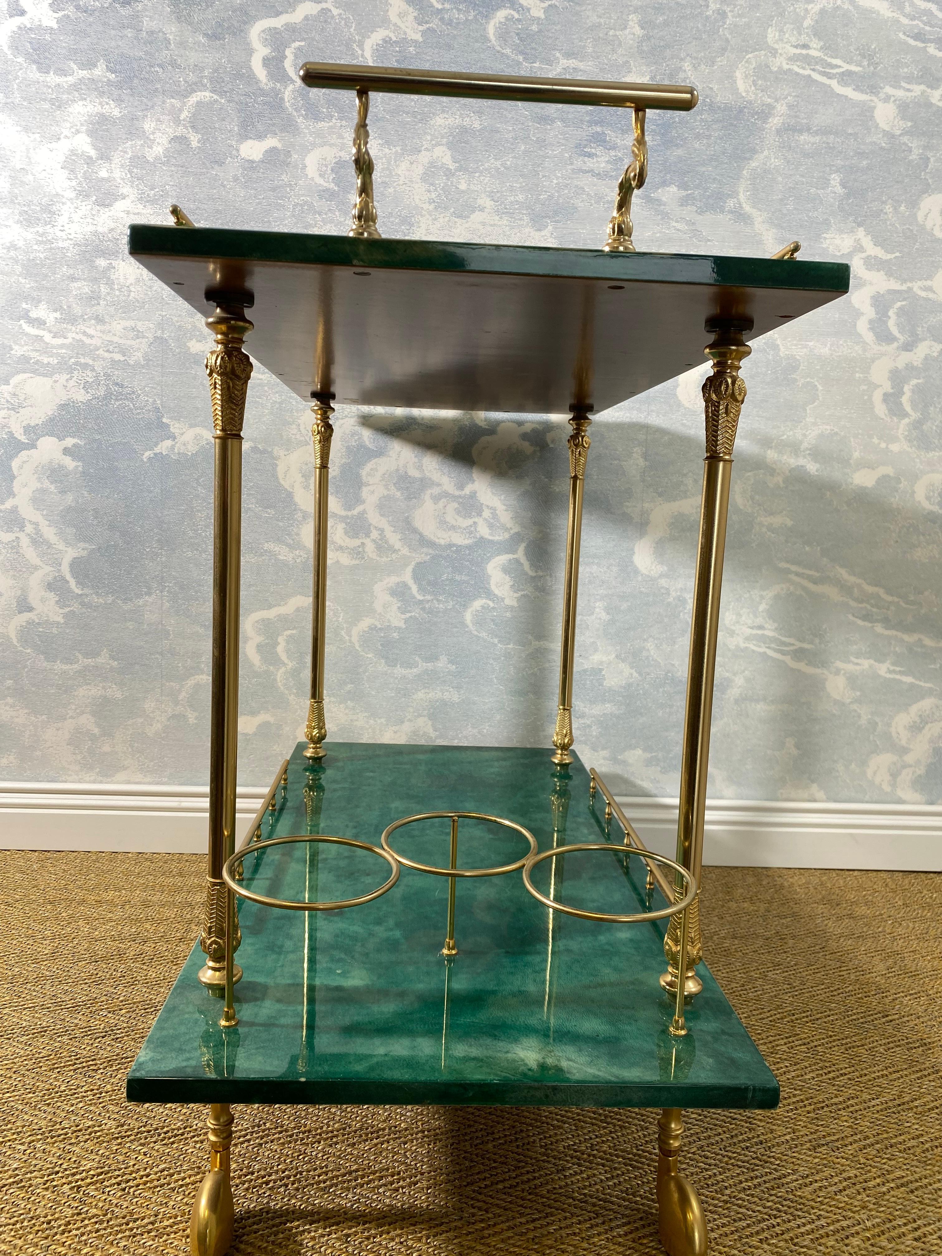ALDO TURA Green Bar Cart / Trolley, Italy 1960s 4