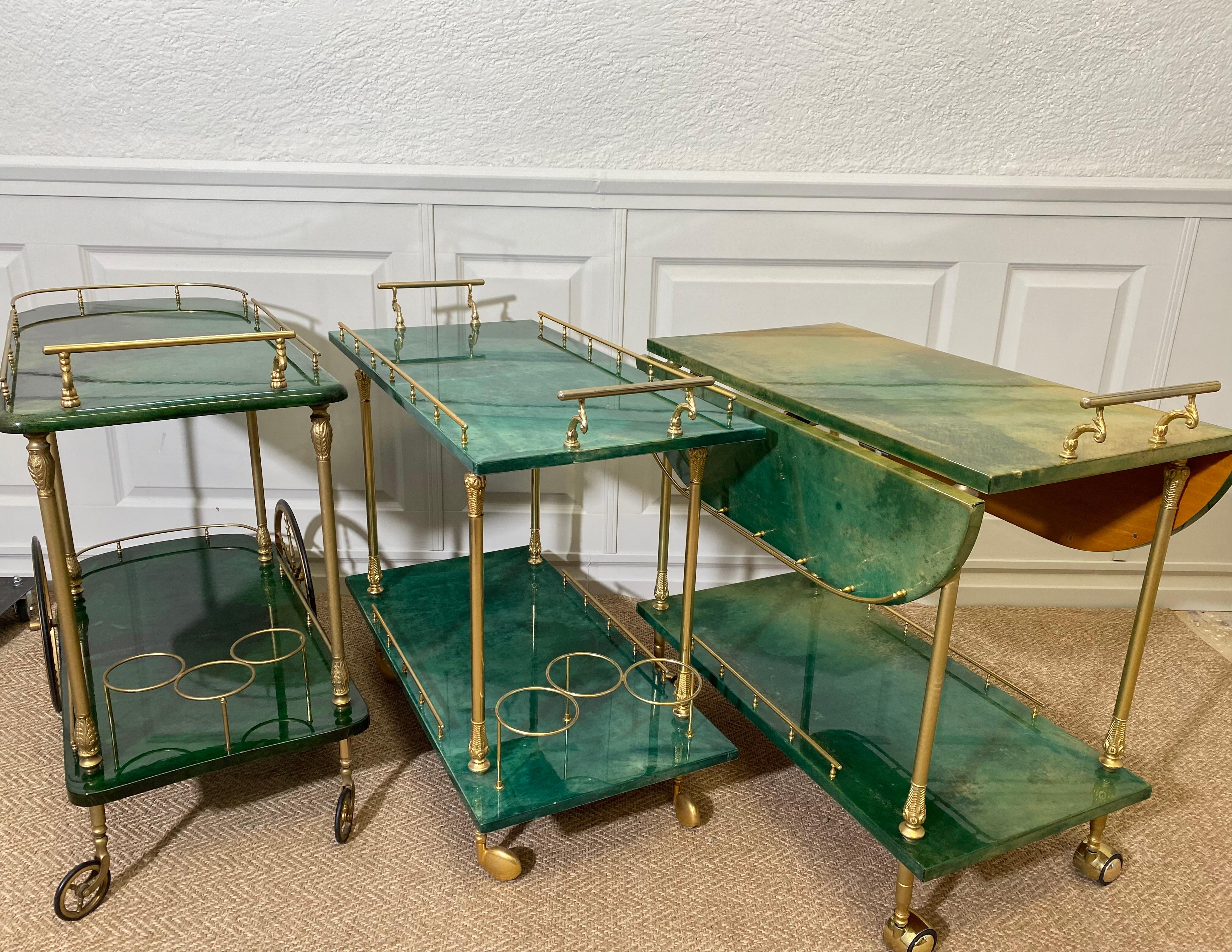 ALDO TURA Green Bar Cart / Trolley, Italy 1960s 5