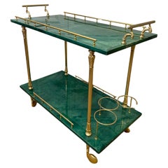 ALDO TURA Green Bar Cart / Trolley, Italy 1960s