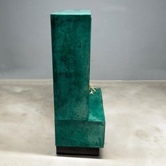 Cabinet da bar in pelle di capra verde di Aldo Tura, anni '60