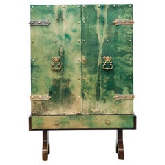 Aldo Tura Green Goatskin Bar Cabinet 1960s