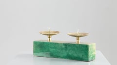 Aldo Tura portacandele in pelle di capra verde Milano Italia