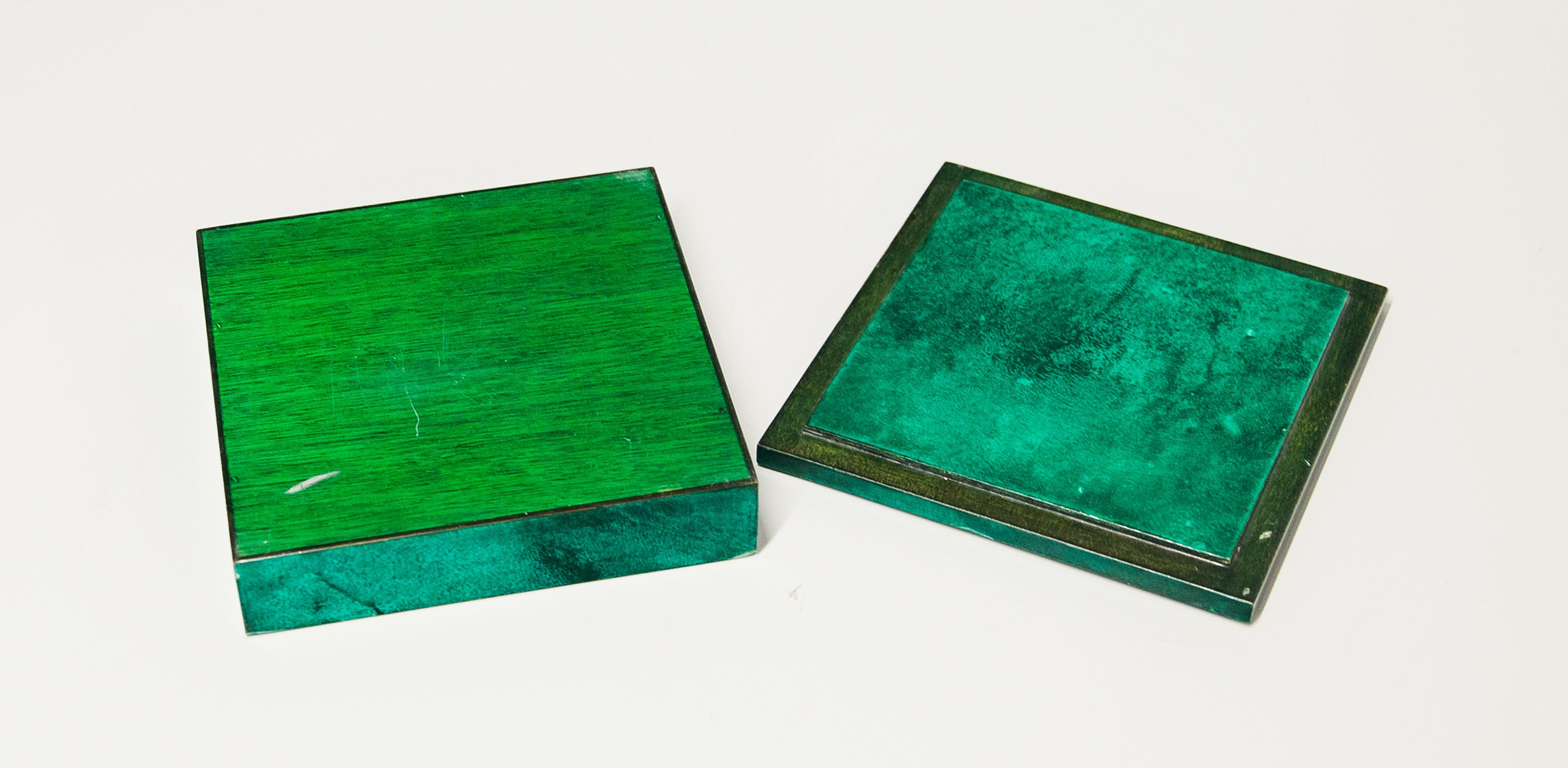 Aldo Tura Green Goatskin Chrome Box For Sale 1