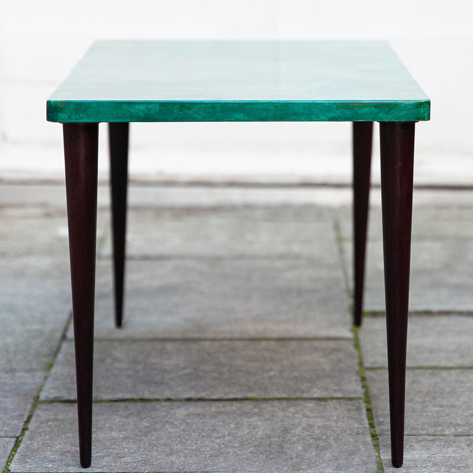 Aldo Tura Green Goatskin Coffee Table In Excellent Condition In Munich, DE