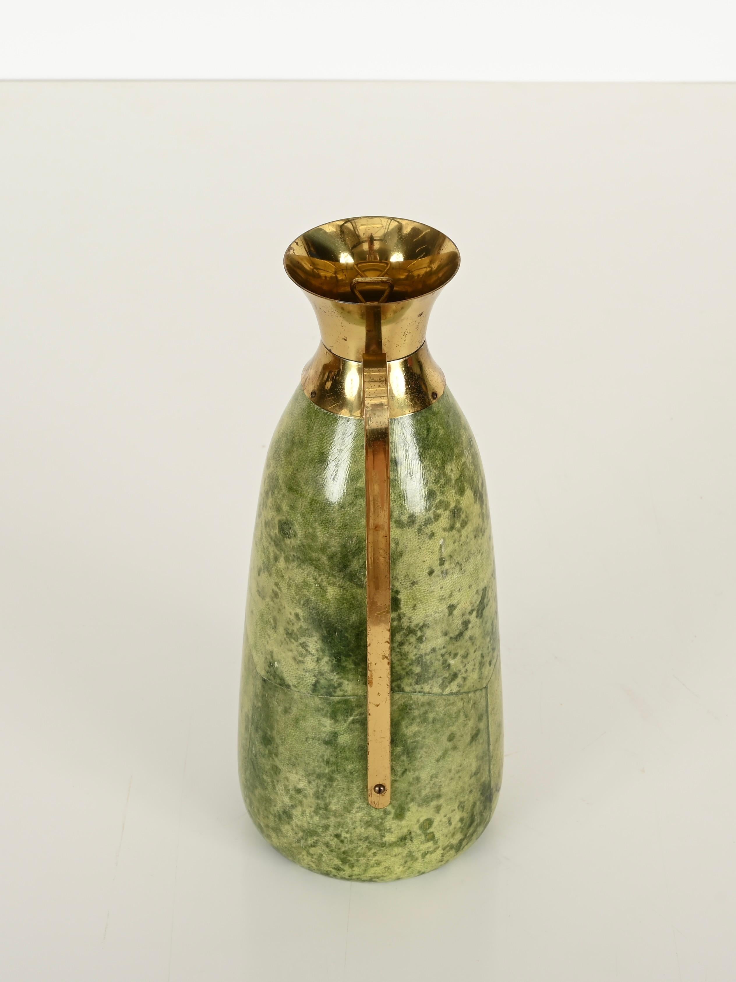 Decanter termos di Aldo Tura in pelle di capra e ottone per Macabo, Italia, 1950 in vendita 3