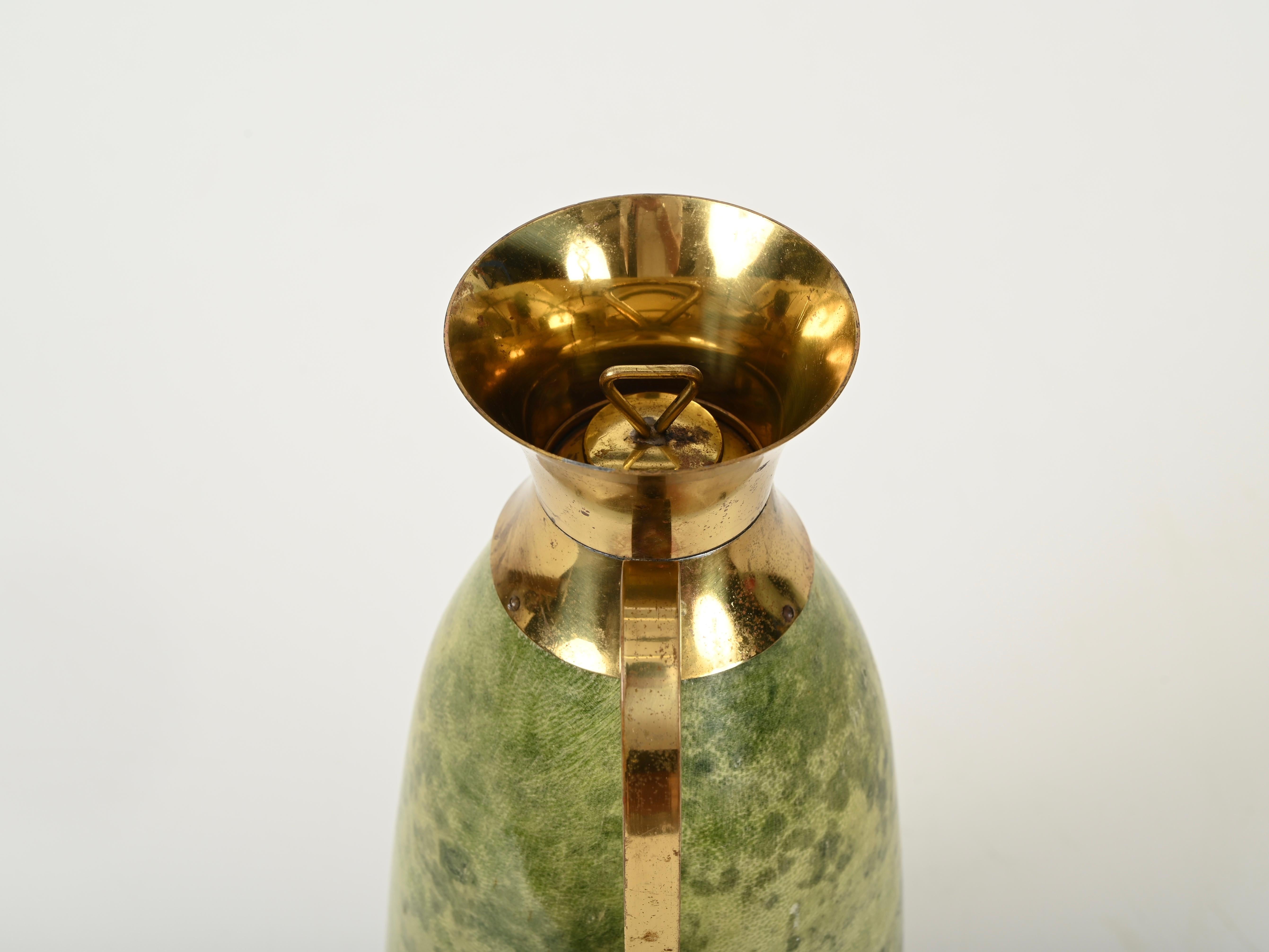 Decanter termos di Aldo Tura in pelle di capra e ottone per Macabo, Italia, 1950 in vendita 4