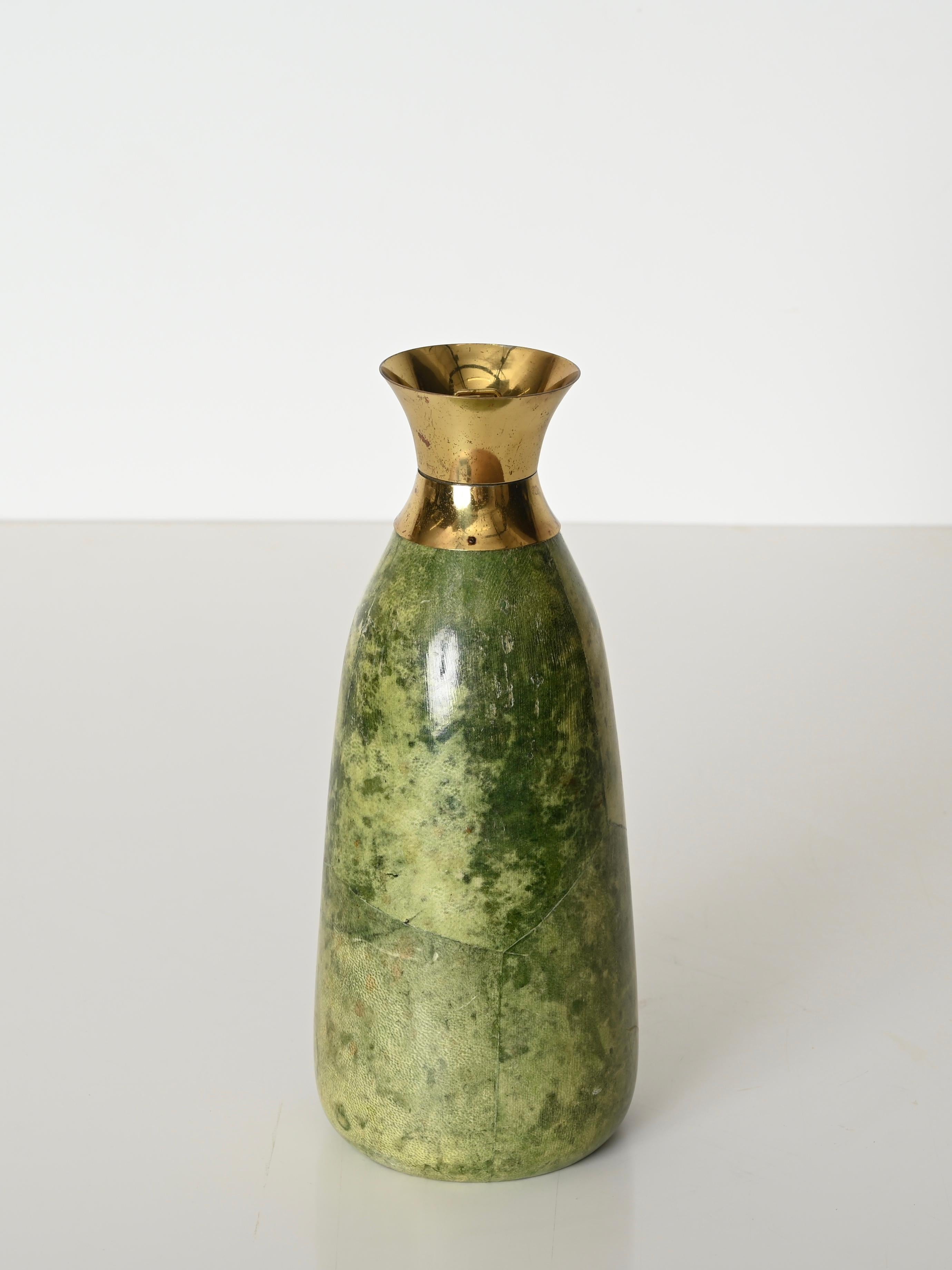 Decanter termos di Aldo Tura in pelle di capra e ottone per Macabo, Italia, 1950 in vendita 6