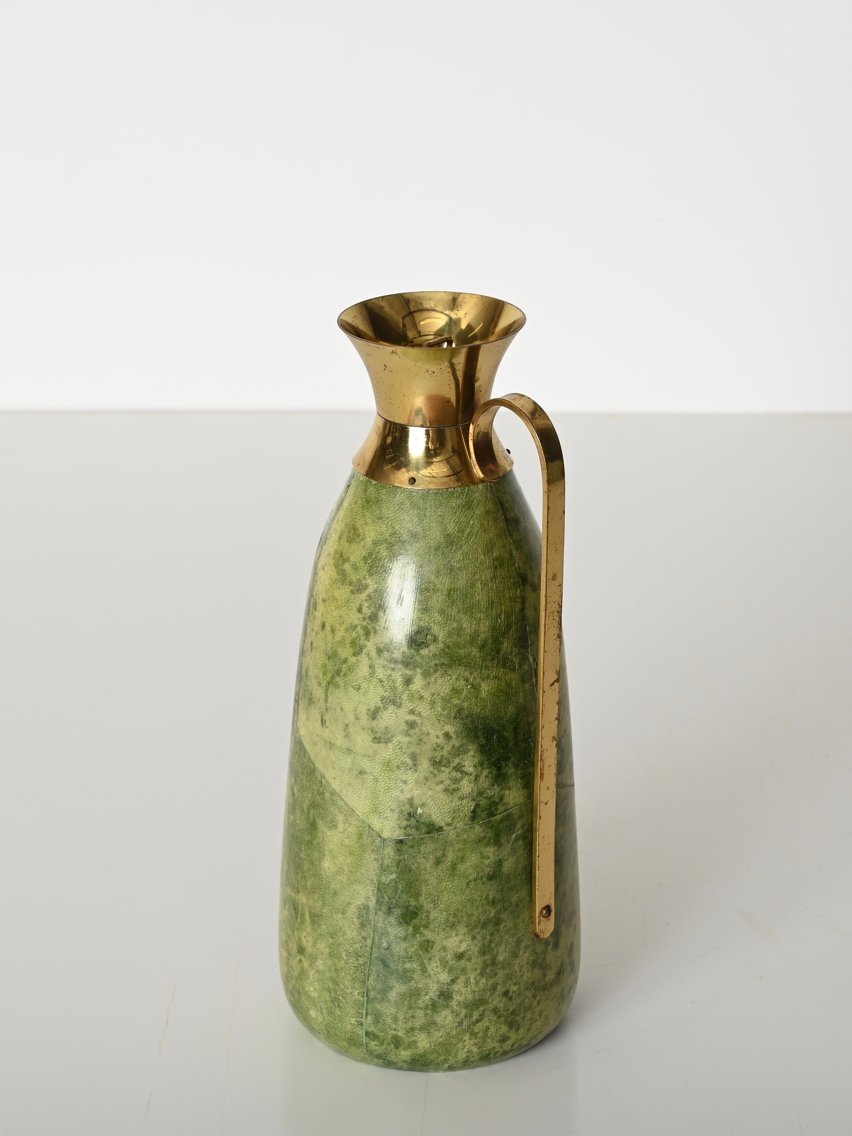 Decanter termos di Aldo Tura in pelle di capra e ottone per Macabo, Italia, 1950 in vendita 7
