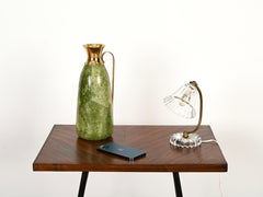 Carafe thermos Aldo Tura verte en peau de chèvre & Greene pour Macabo, Italie, années 1950