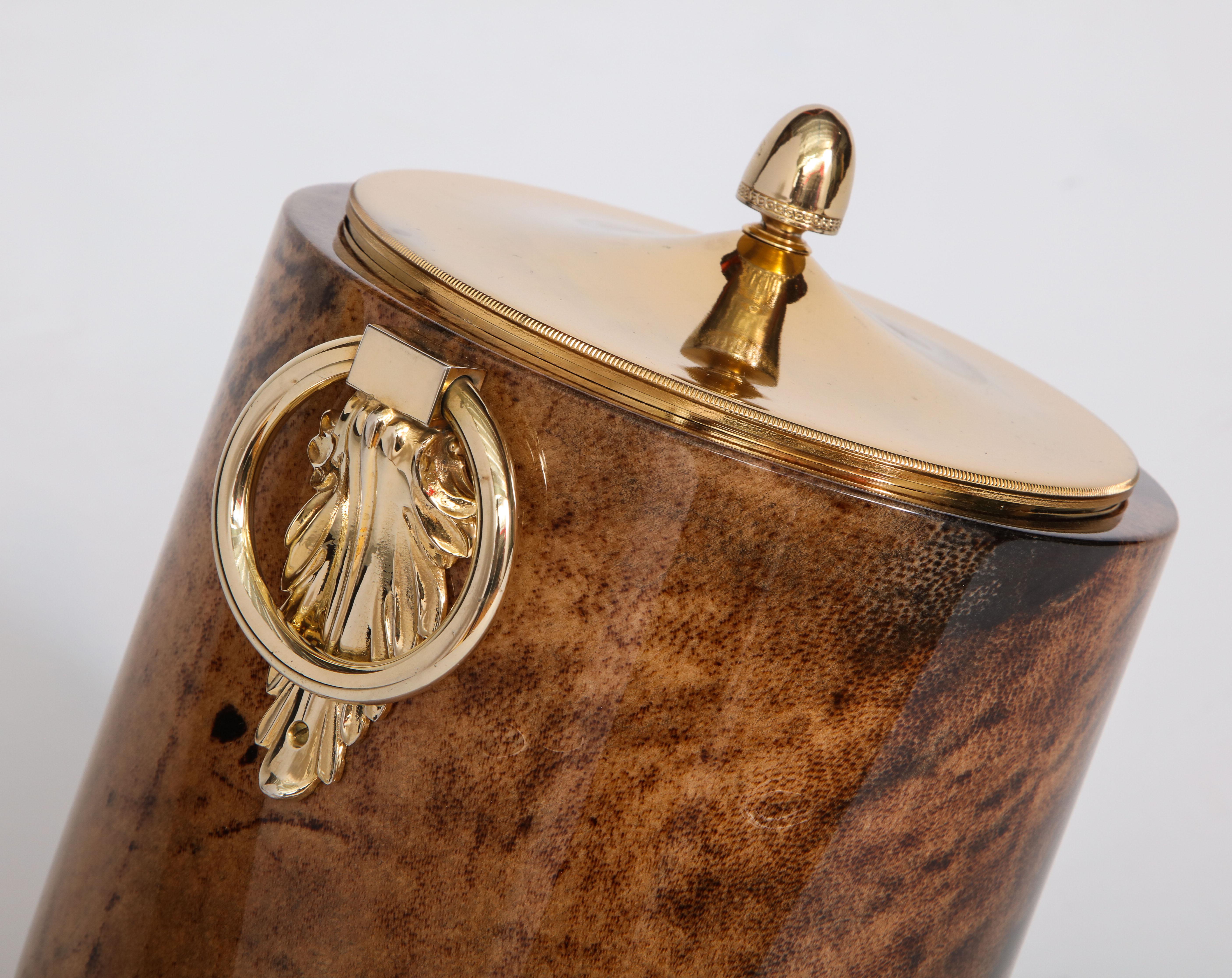 Aldo Tura Ice Bucket, Goat Skin Parchment, Italy, circa 1950 6