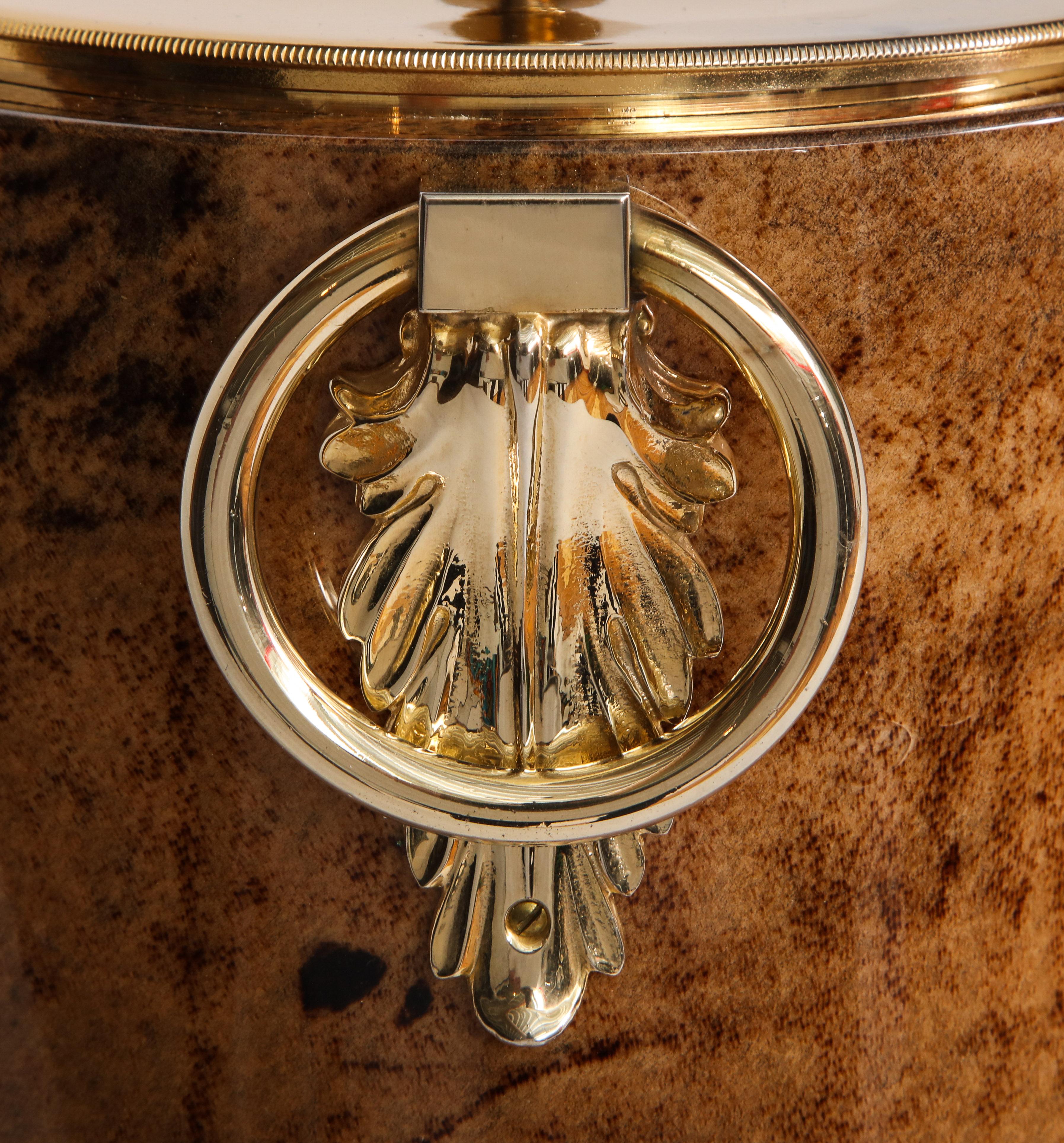 Hand-Crafted Aldo Tura Ice Bucket, Goat Skin Parchment, Italy, circa 1950