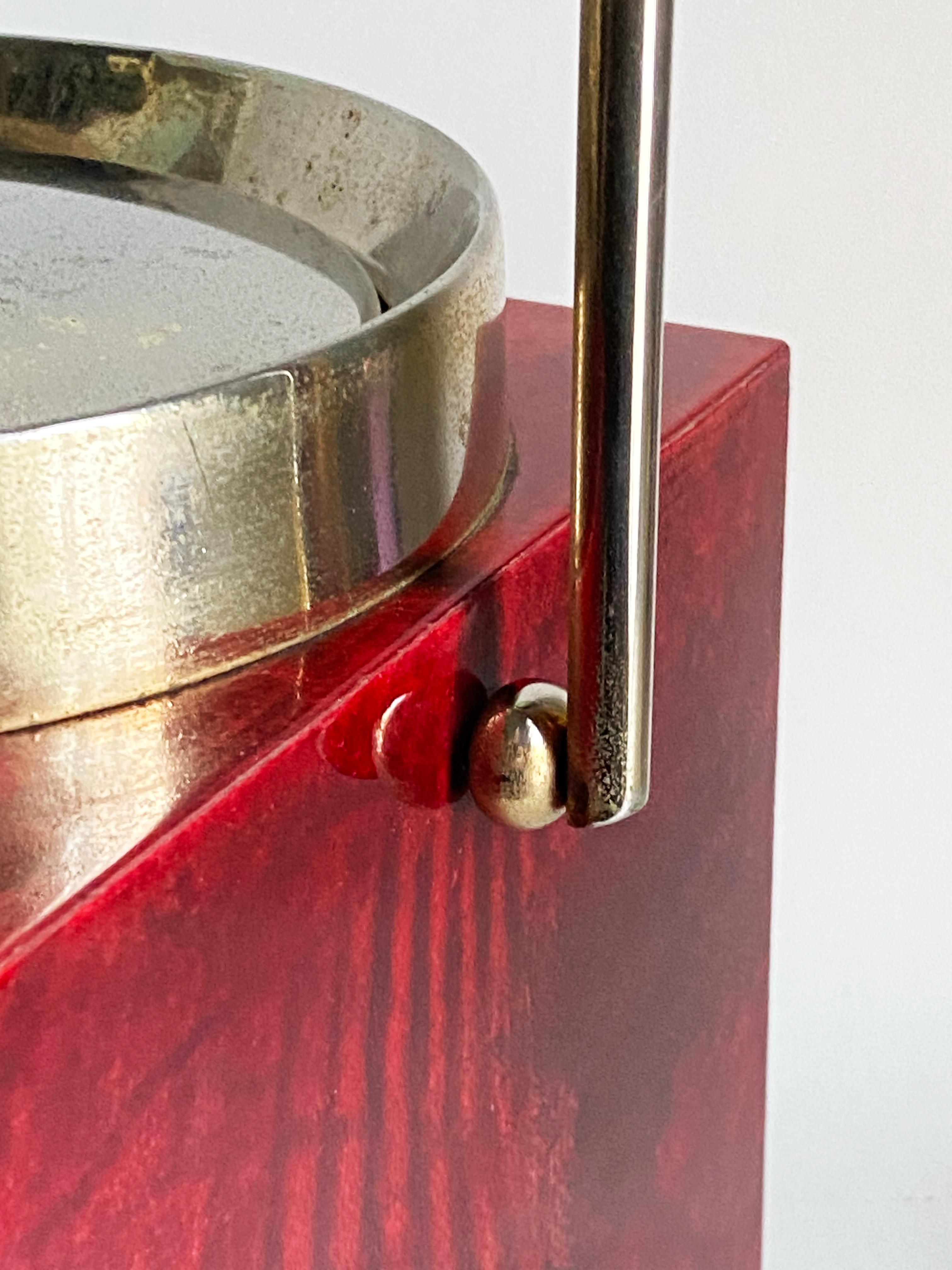 Cubitera Aldo Tura -- Piel de cabra roja y latón cuadrado -- Mediados del siglo italiano en venta 3