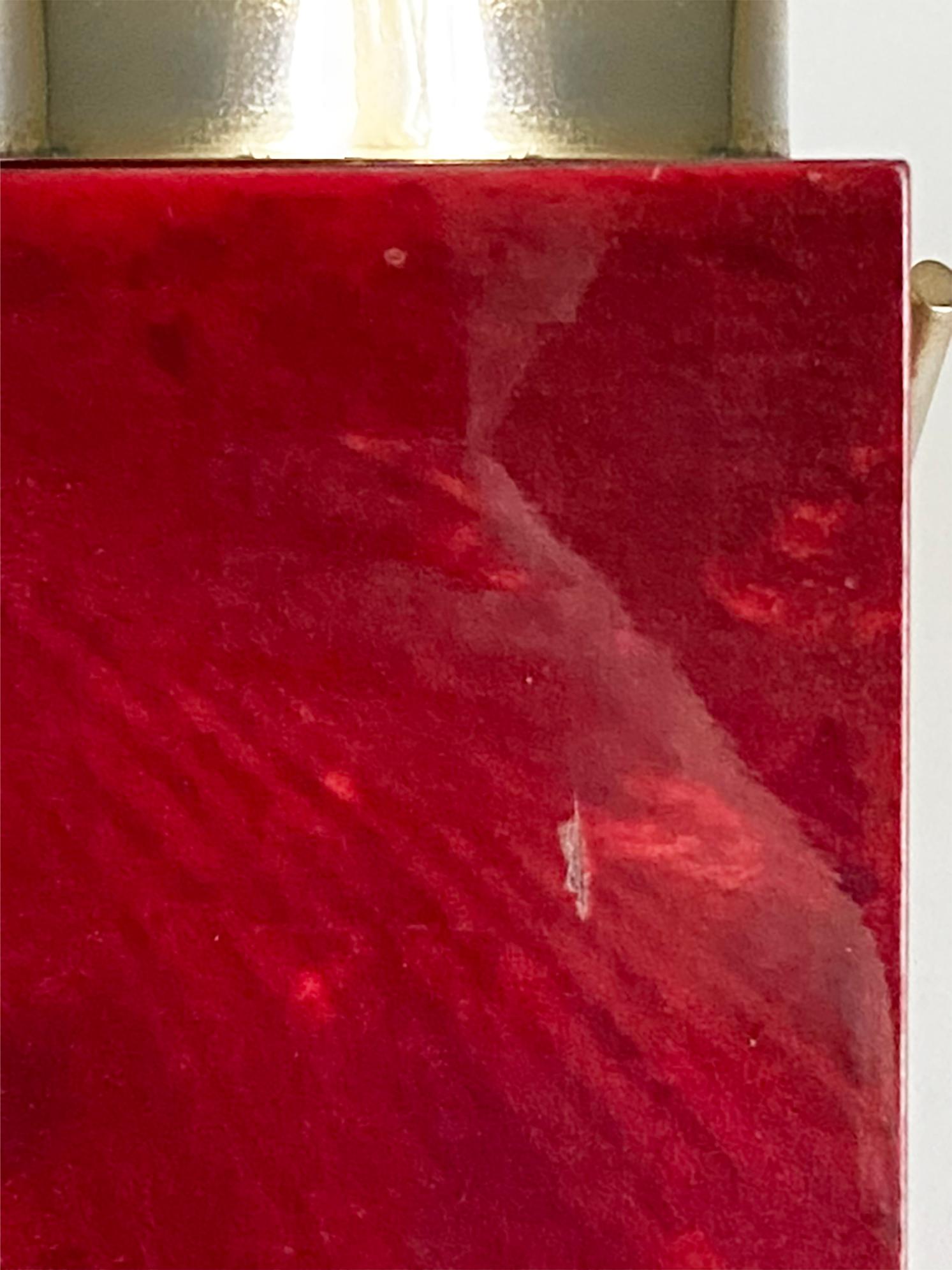 Cubitera Aldo Tura -- Piel de cabra roja y latón cuadrado -- Mediados del siglo italiano en venta 5