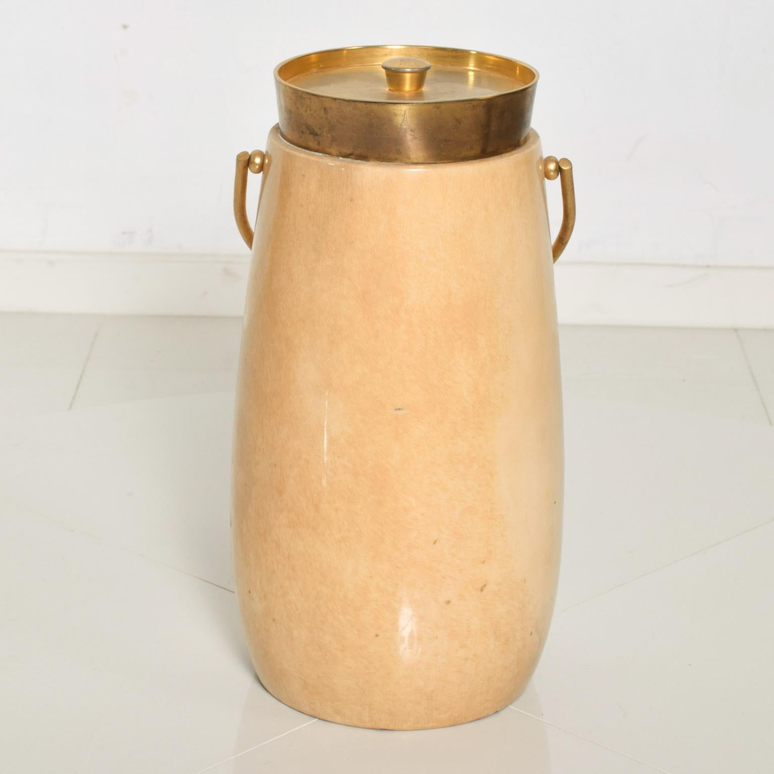 Aldo Tura Champagne Ice Bucket in Goatskin and Bronze Italy 1960s 2