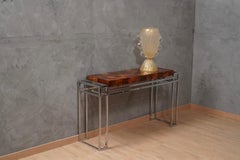 Aldo Tura in the stile Chrome and Wood Console Table, 1970
