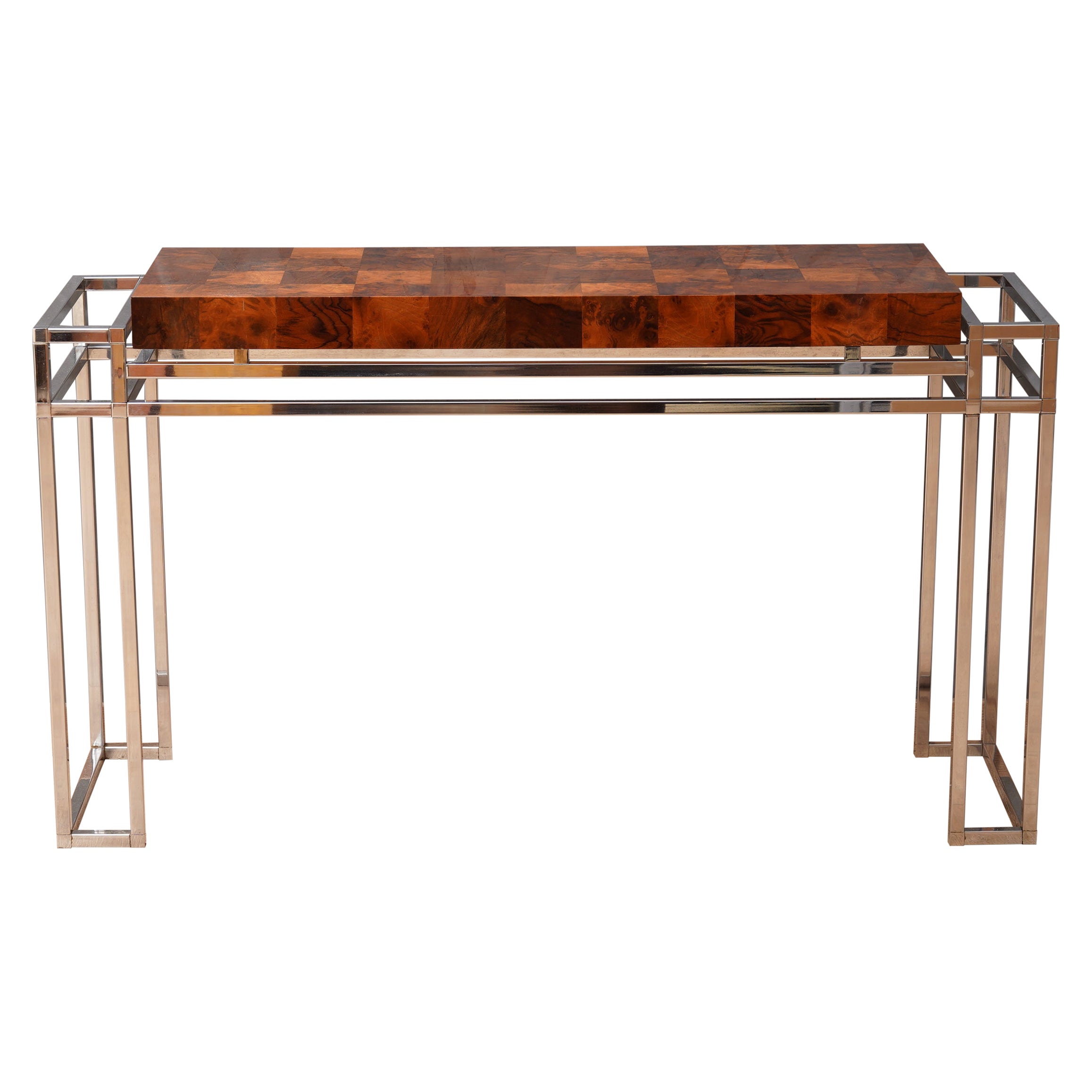 Aldo Tura en el estilo Mesa consola de madera y cromo, 1970