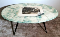 Tura Aldo Italian Designer Oval Coffee Table with Parchment Covered Top
