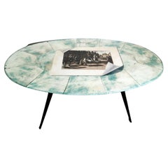  Tura Aldo Italian Designer Oval Coffee Table with Parchment Covered Top