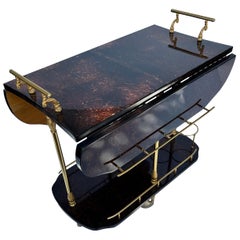 Aldo Tura Italian Goatskin and Brass Bar Cart
