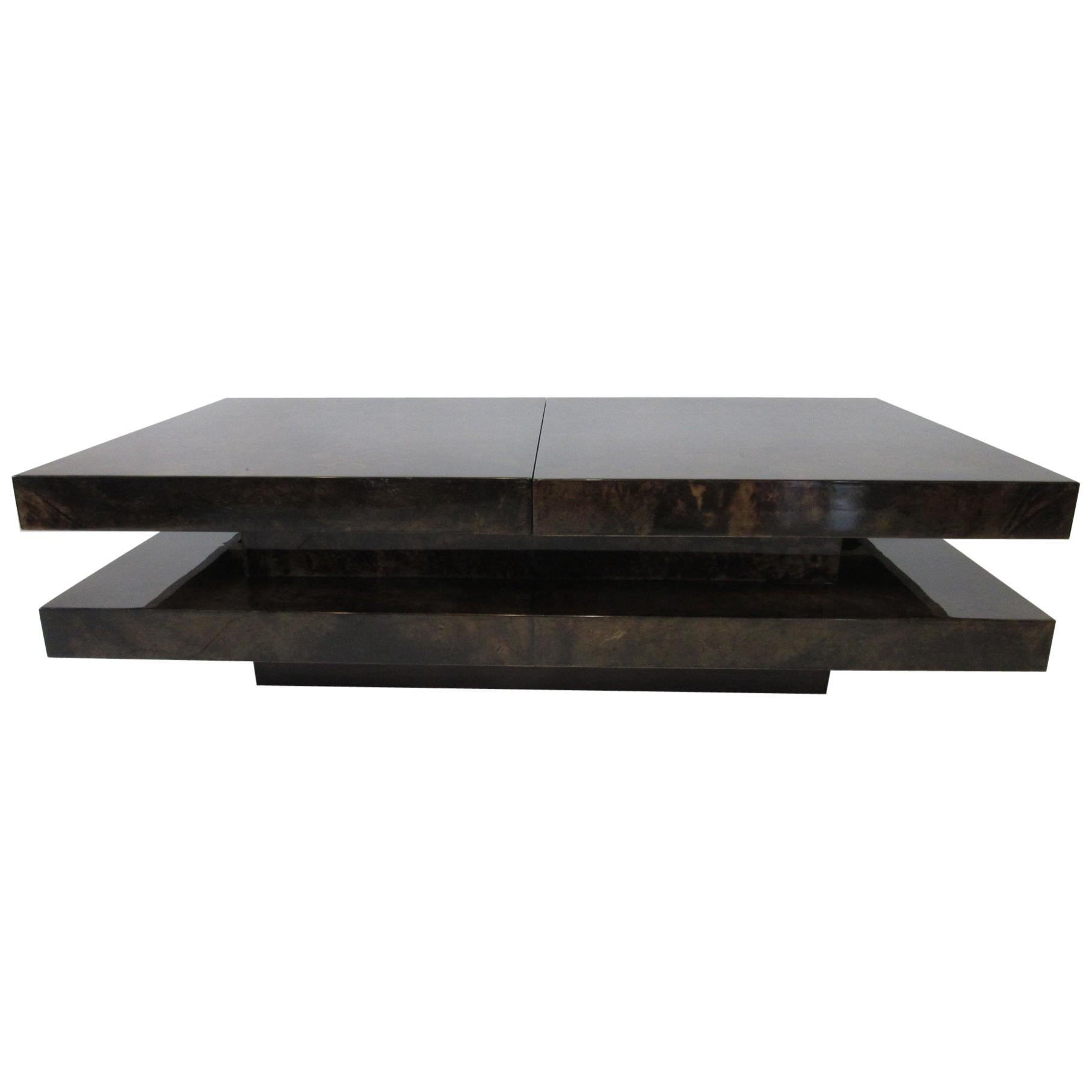 Aldo Tura Italian Goatskin Coffee Table or Cocktail Bar