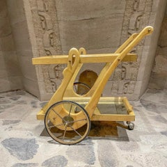 1950s Aldo Tura Italian Goatskin and Brass Swan Service Cart