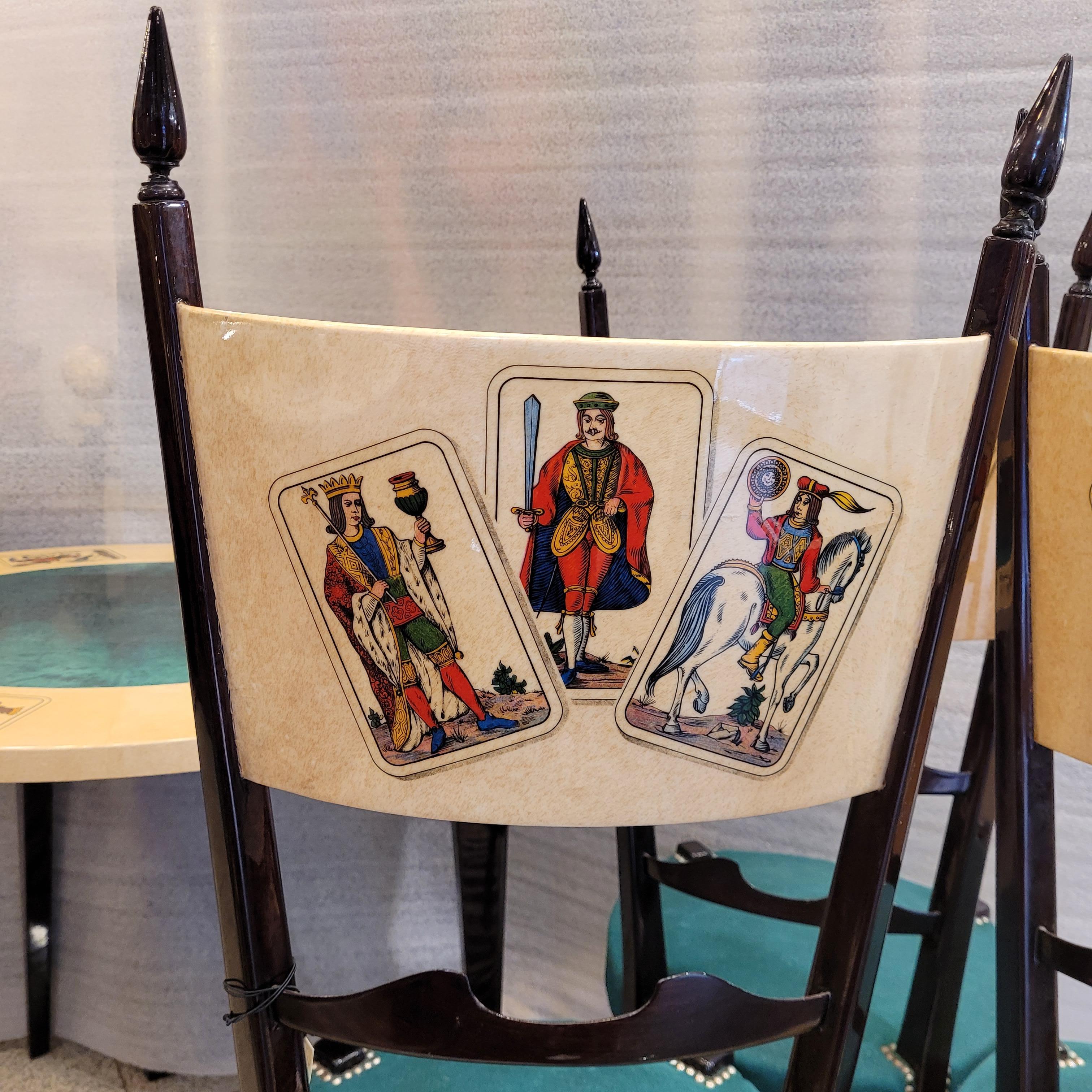 Aldo Tura Italian goatskin gaming Table set, card screen printing 10