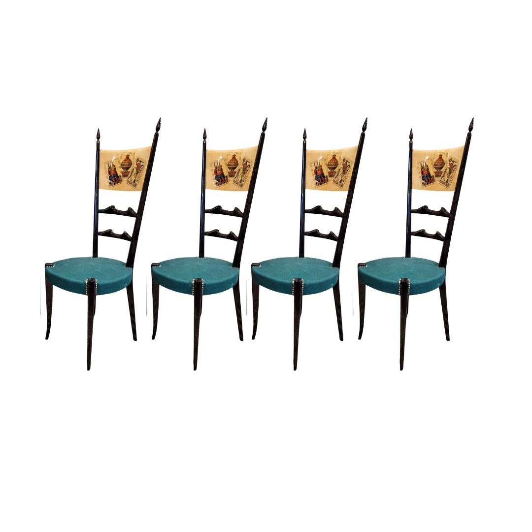 Mid-Century Modern Aldo Tura Italian goatskin gaming Table set, card screen printing