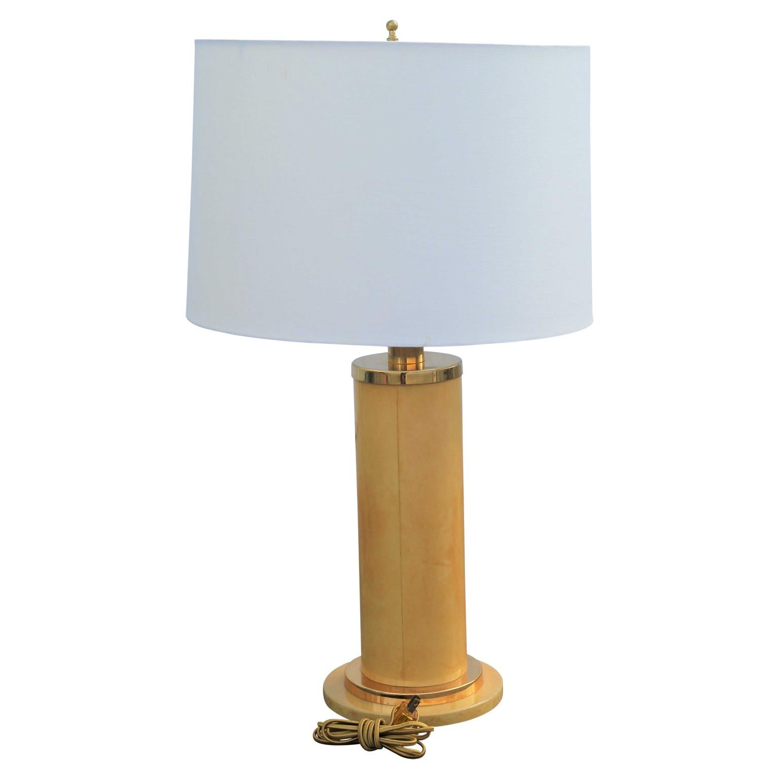 Modern Aldo Tura Italian Goatskin Postmodern Table Lamp