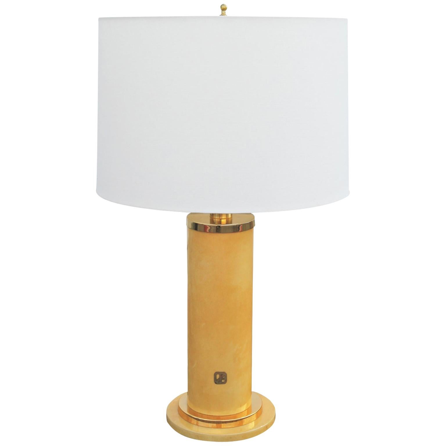 Aldo Tura Italian Goatskin Postmodern Table Lamp