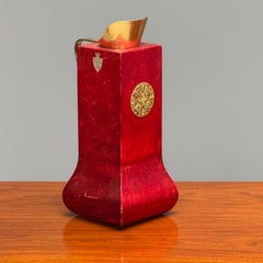 Aldo Tura, Mid-Century Modern italiano, Caraffa, Ottone, Pelle di capra laccata rossa