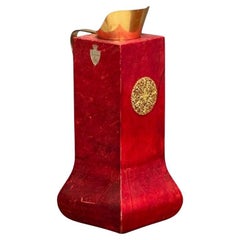 Aldo Tura, Italian Mid-Century Modern, Carafe, Brass, Red Lacquered Goatskin