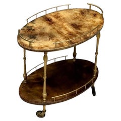 Aldo Tura, Italian Mid-Century Modern, Small Cart, Goatskin, Brass, Italy, 1960s