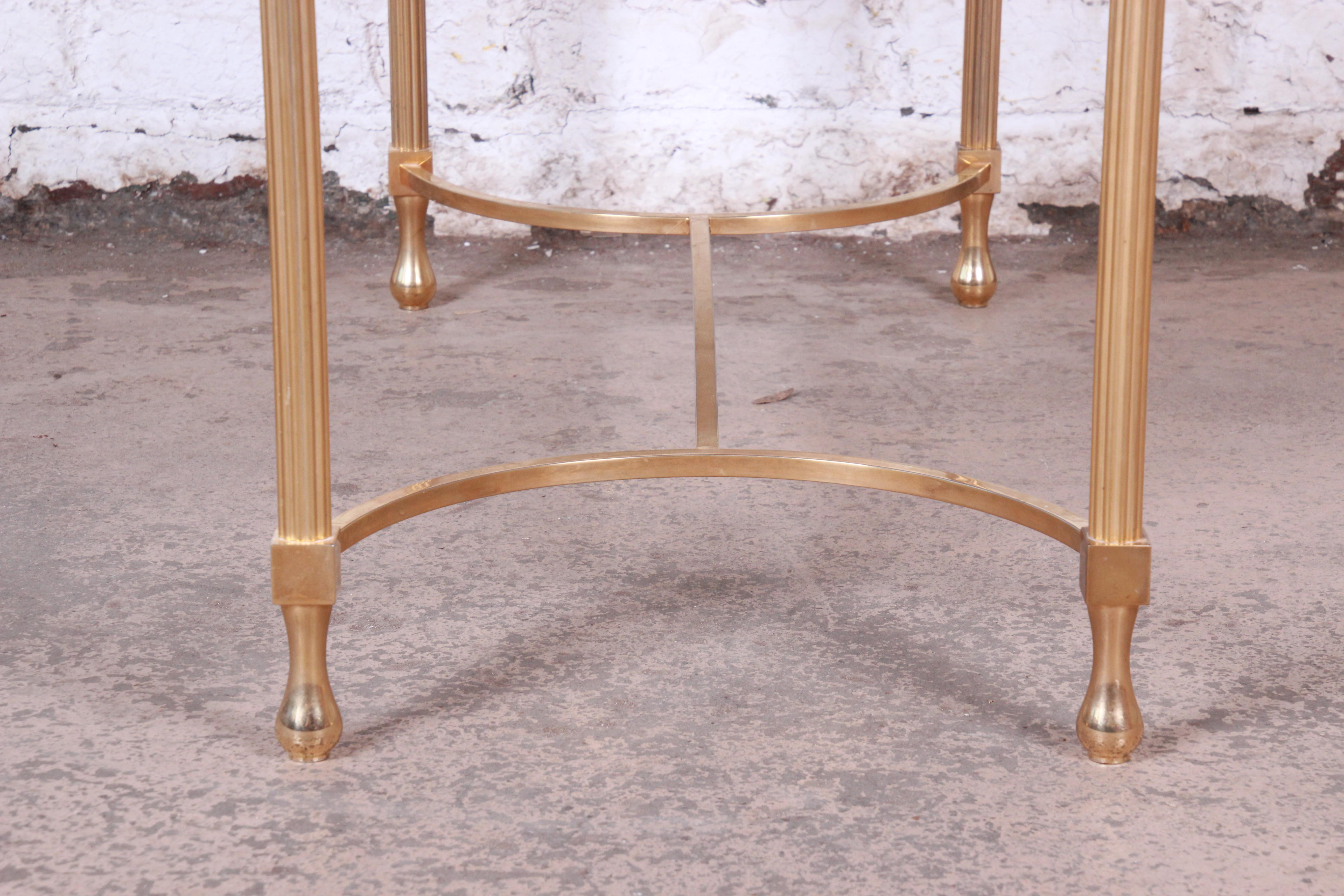 Aldo Tura Italian Modern Faux Marble and Gilded Brass Cocktail Table, 1960s 4