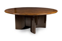 Aldo Tura Italian Modern Monumental Goatskin & Dark Walnut Dining / Center Table