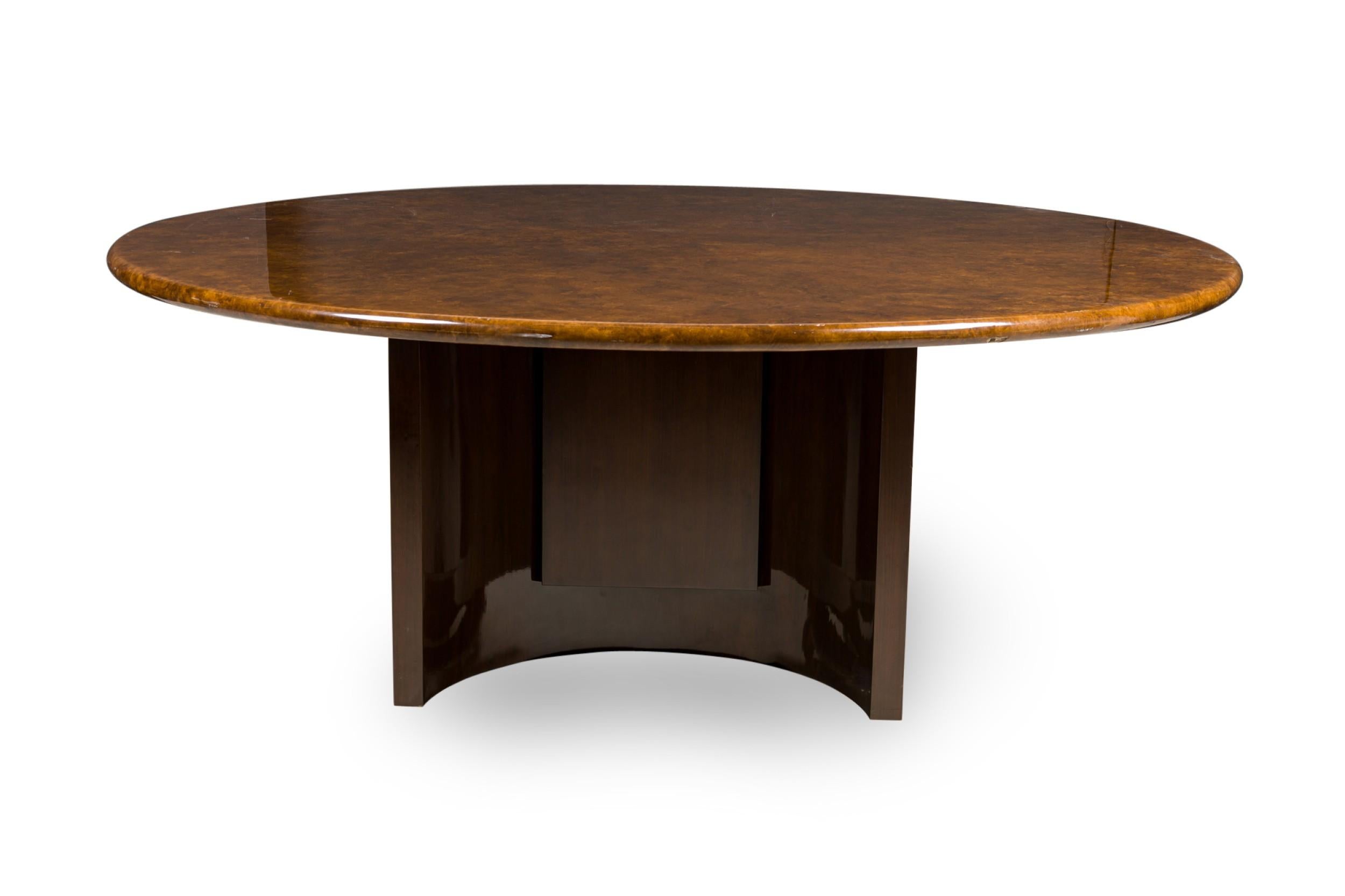 Laqué Aldo Tura Italian Modern Monumental Goatkin & Dark Walnut Dining / Center Table en vente