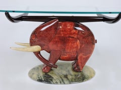 Aldo Tura Italian Modern Red Goatskin Elephant End or Cocktail Table