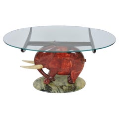 Aldo Tura Italian Modern Red Goatskin Elephant End or Cocktail Table