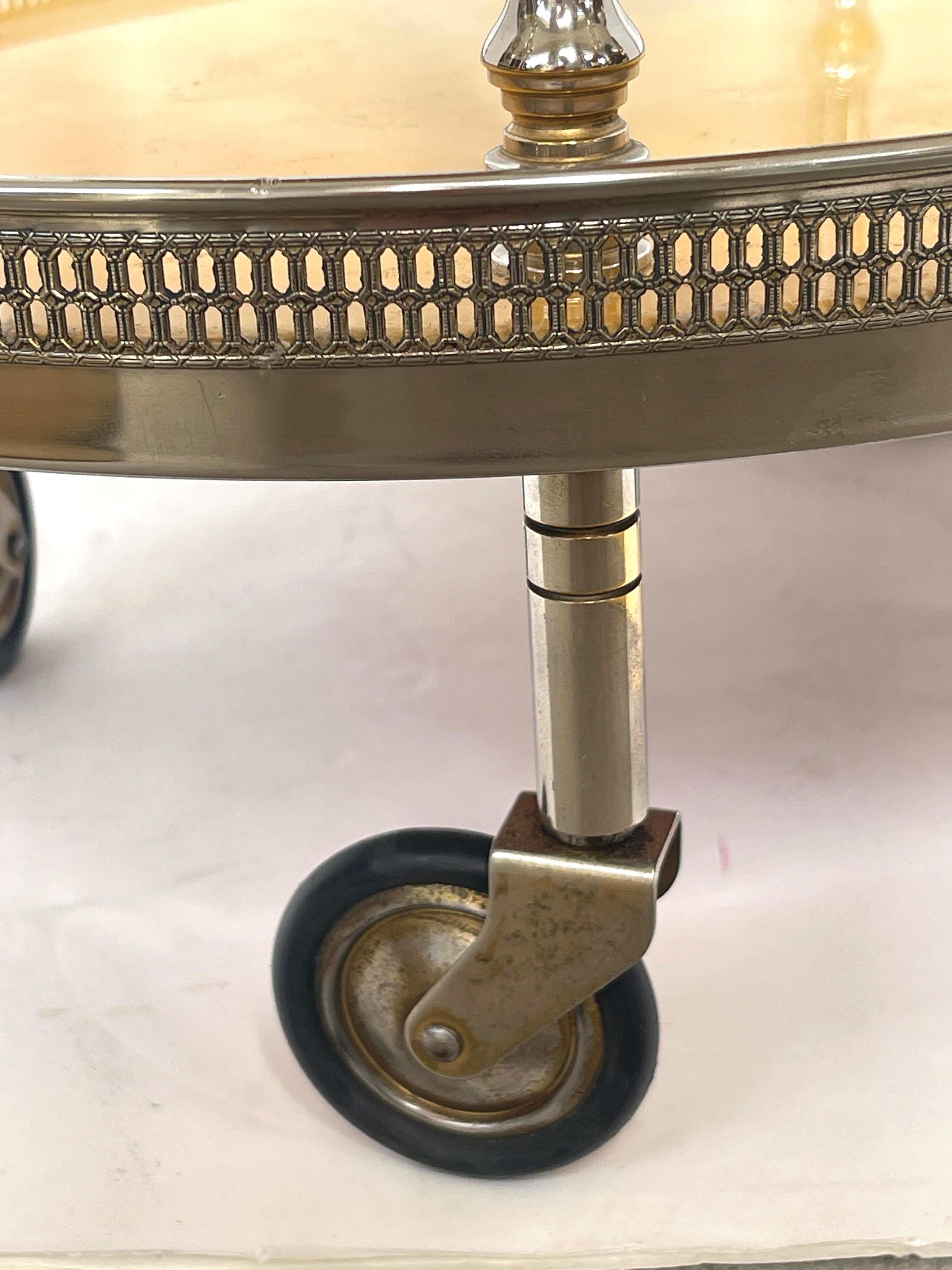 Aldo Tura Italian Two Tier Bar-Cart, Lacquered Goatskin 1960s 5