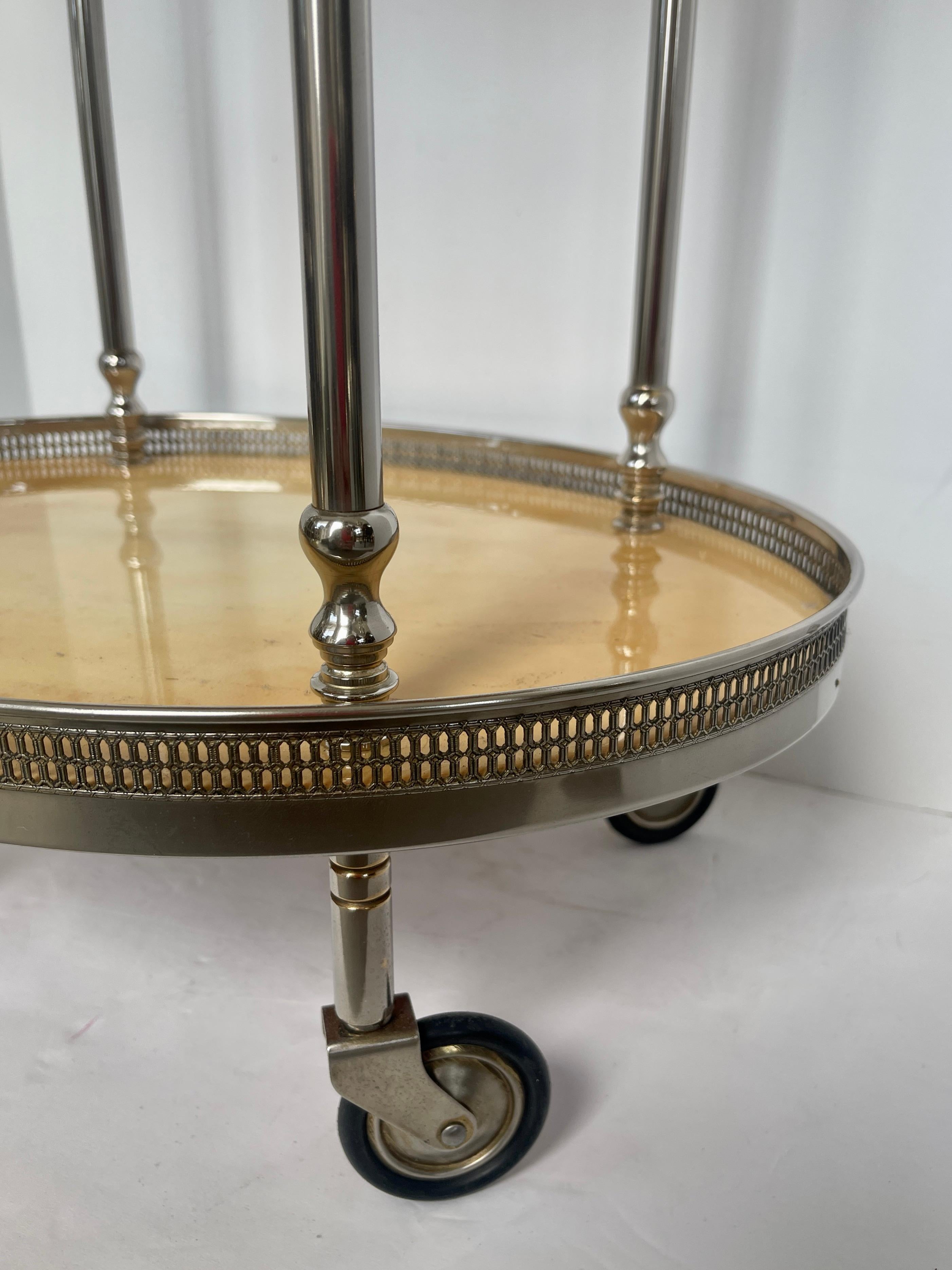 Aldo Tura Italian Two Tier Bar-Cart, Lacquered Goatskin 1960s 7