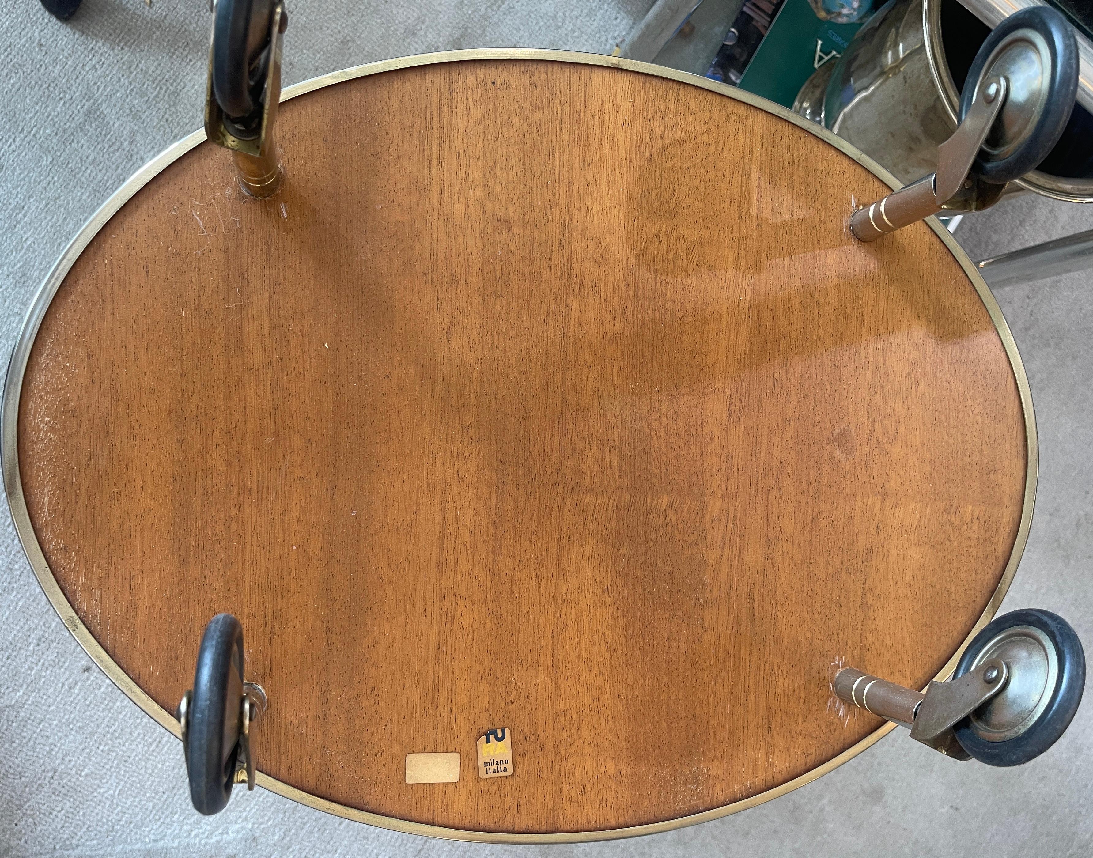 Aldo Tura Italian Two Tier Bar-Cart, Lacquered Goatskin 1960s 8