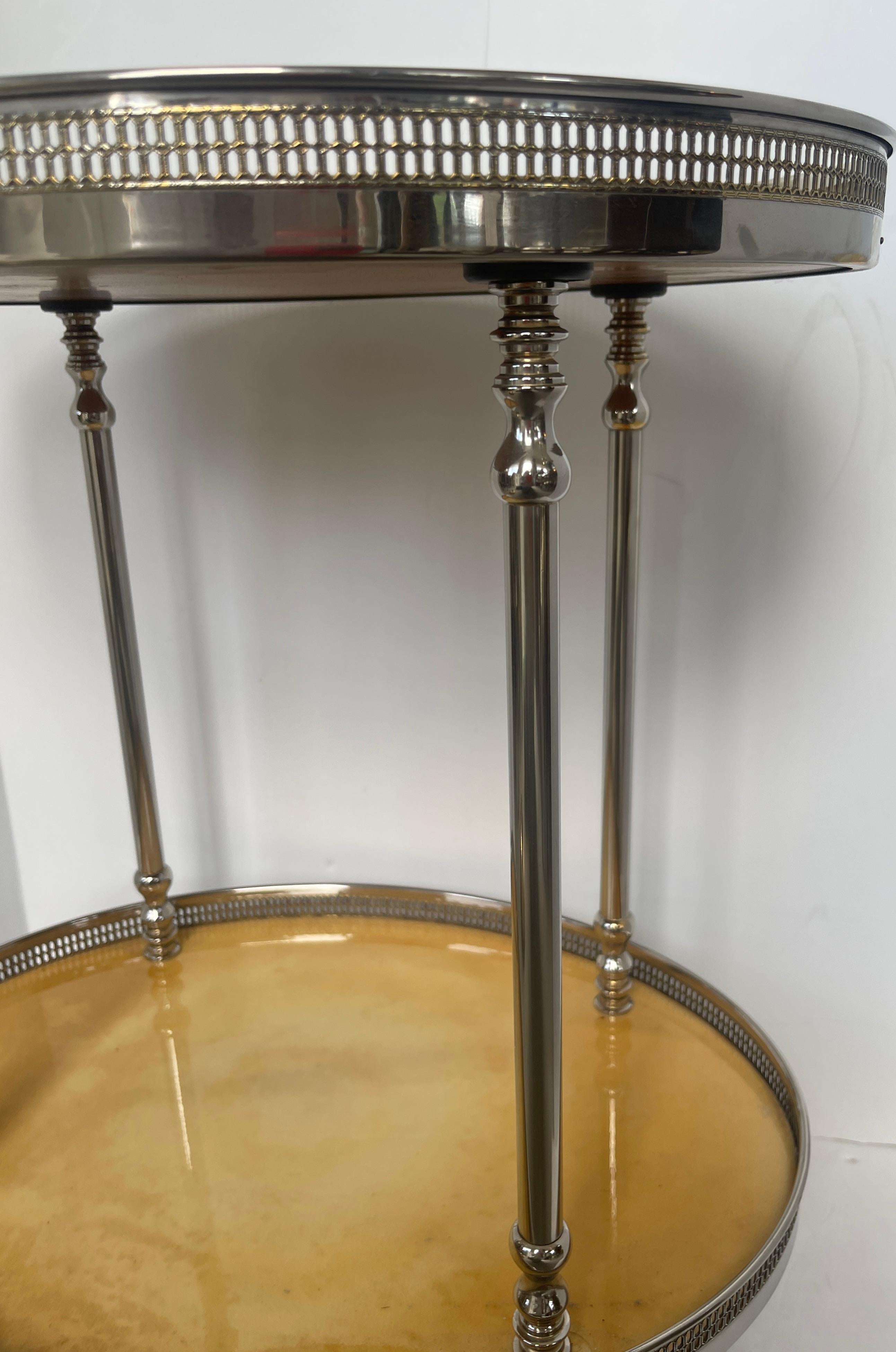 Mid-20th Century Aldo Tura Italian Two Tier Bar-Cart, Lacquered Goatskin 1960s