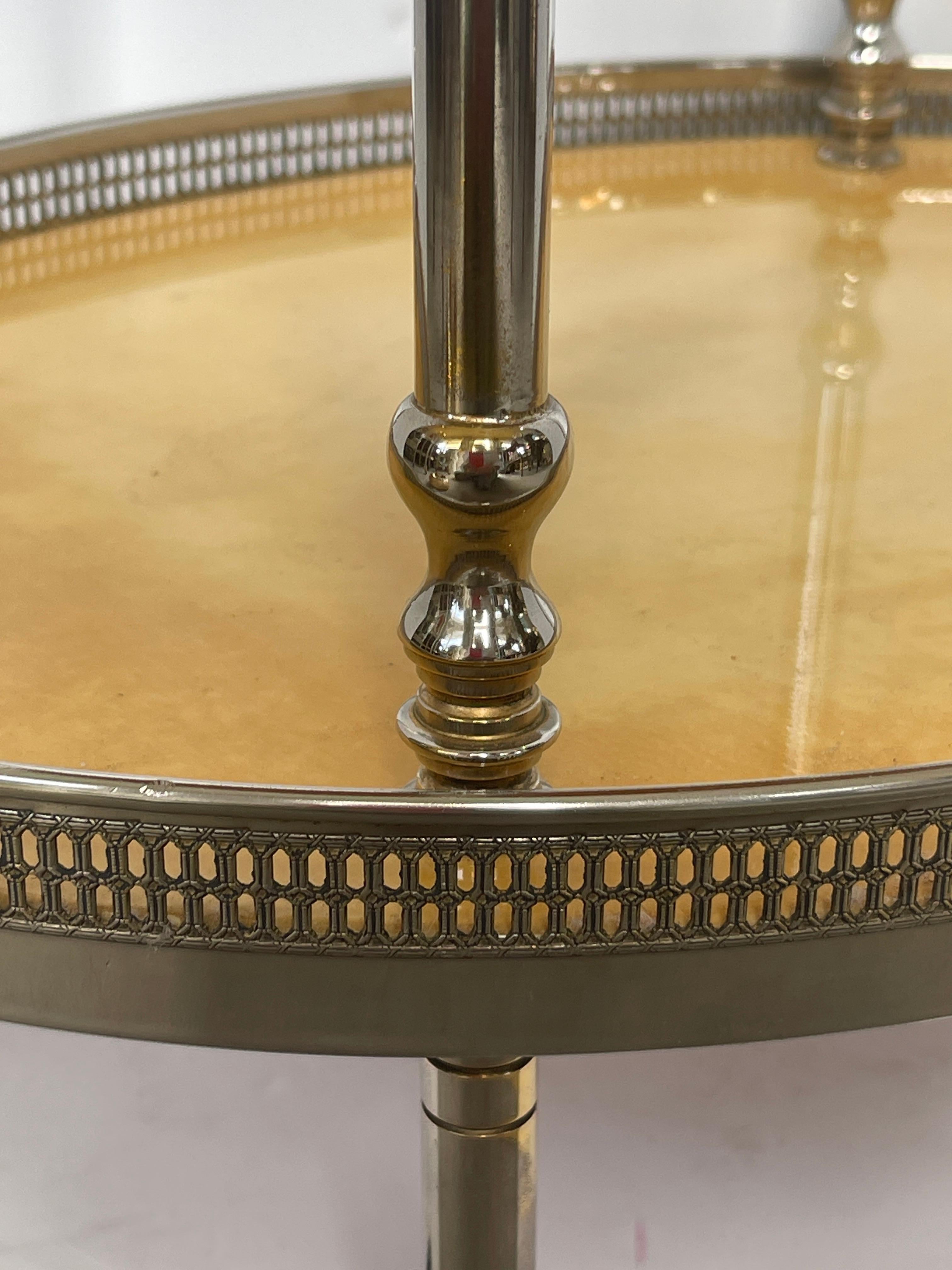 Aldo Tura Italian Two Tier Bar-Cart, Lacquered Goatskin 1960s 1