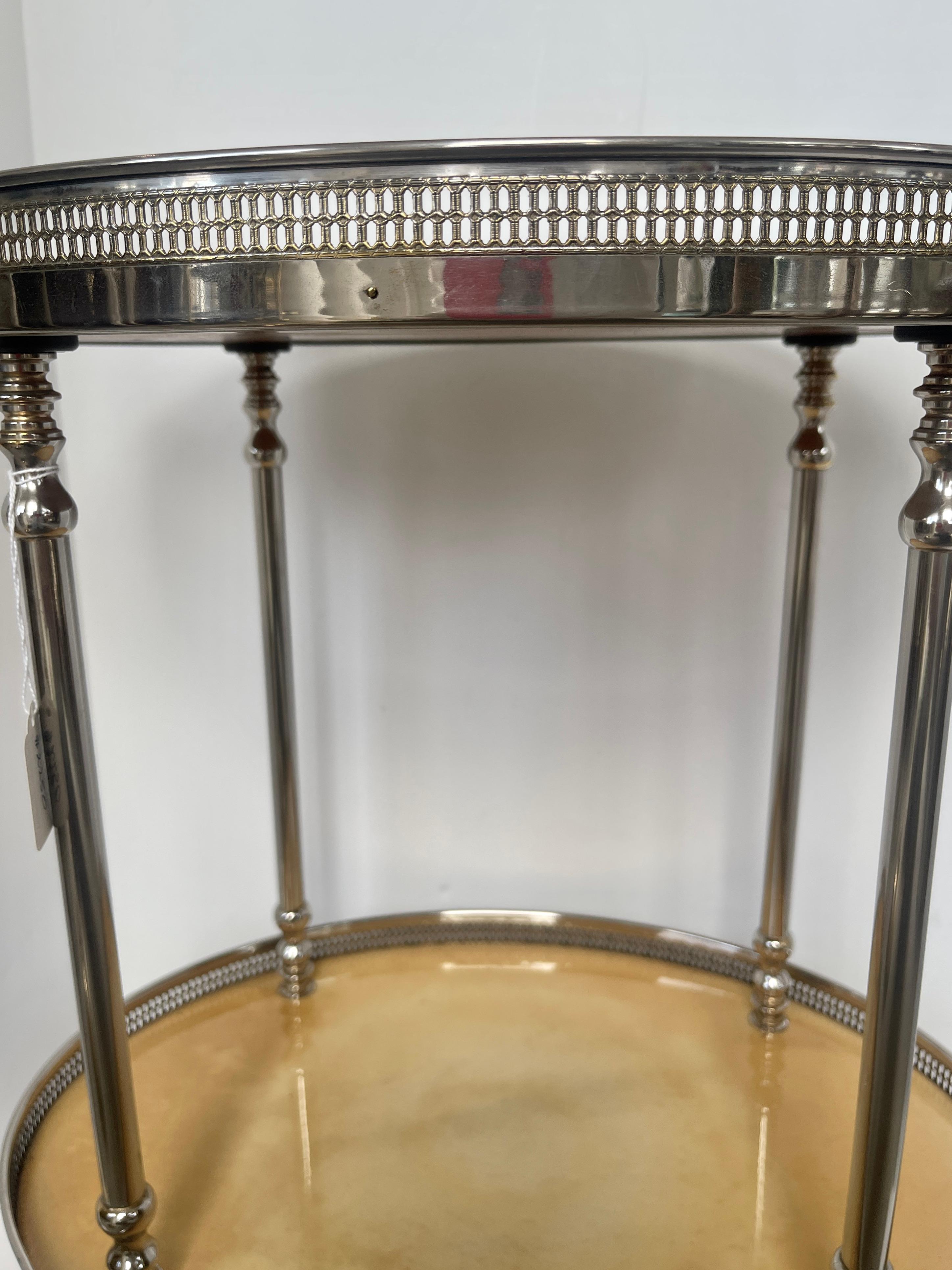 Aldo Tura Italian Two Tier Bar-Cart, Lacquered Goatskin 1960s 2