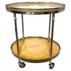 Aldo Tura Italian Two Tier Bar-Cart, Lacquered Goatskin 1960s
