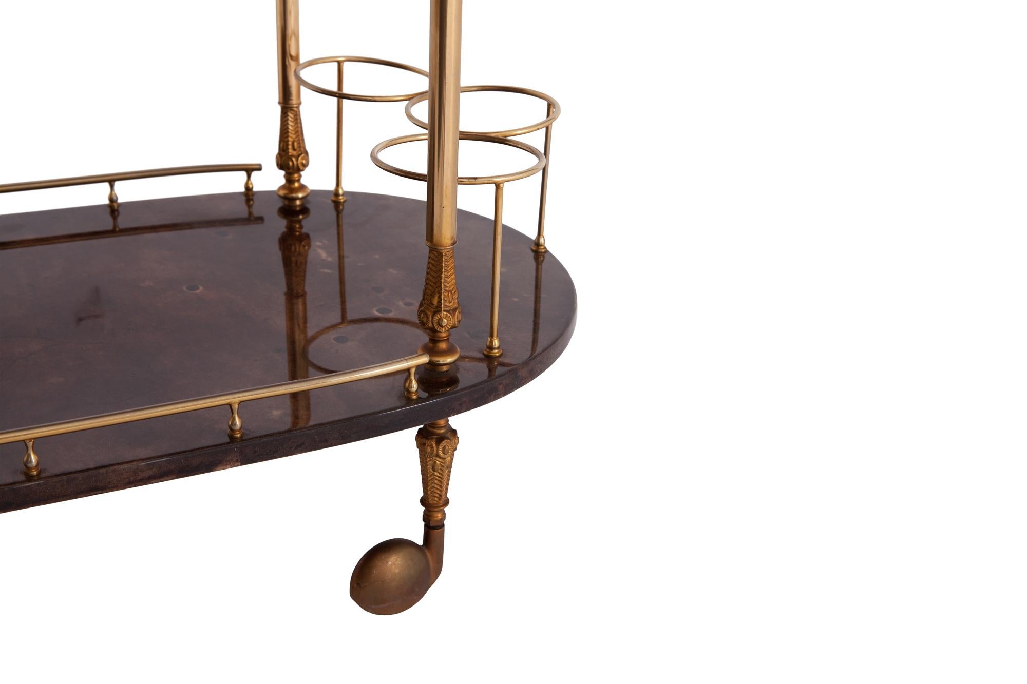 Aldo Tura Lacquered Bar Cart In Good Condition In Antwerp, BE